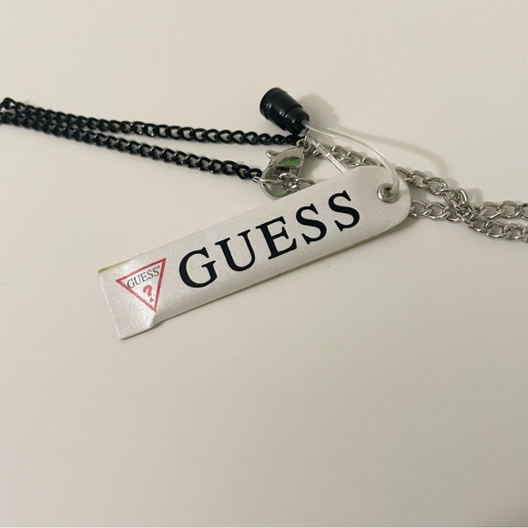 Guess Two Tone Chain Wood Look Horn Necklace - Picture 7 of 16